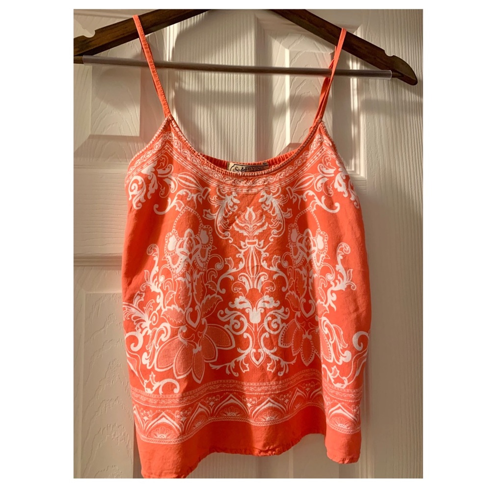 Orange bandana print crop top